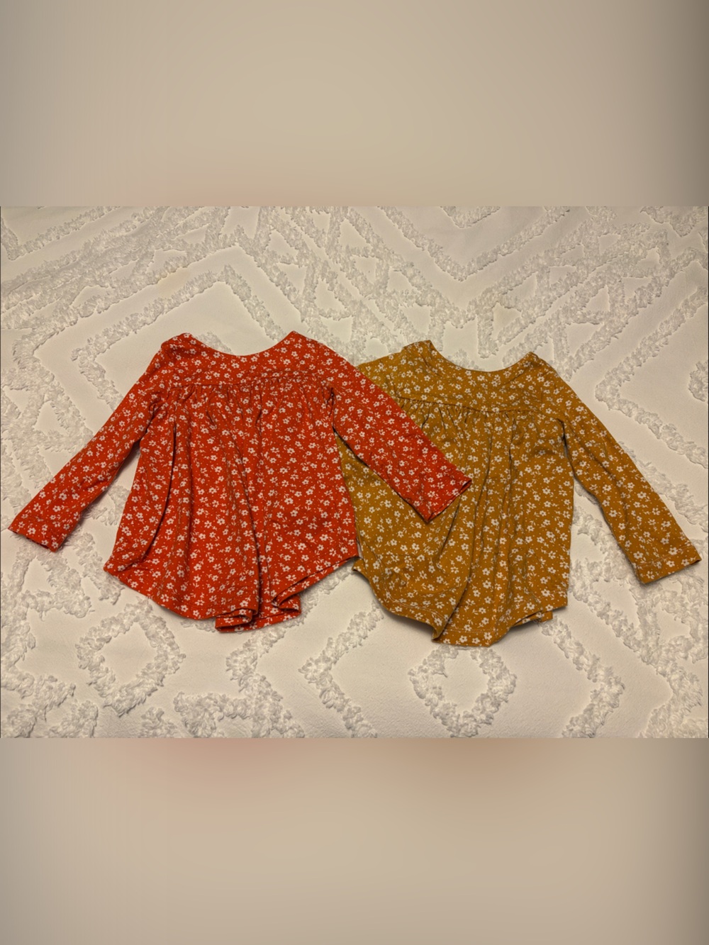 Girl’s Floral Long-Sleeve Top - Orange and Mustard